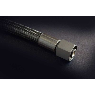 Miflex 75cm Deep Black LP regulator hose with 3/8” UNF male x 9/16” female connections