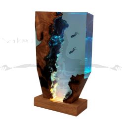 8" RESIN LAMP With 2 divers (WHITE LIGHT)