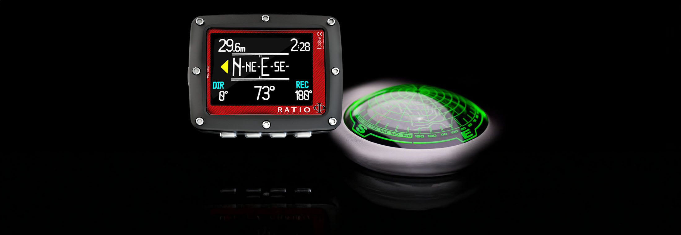 The Ratio iX3M 2 TX Easy dive computer's compass feature